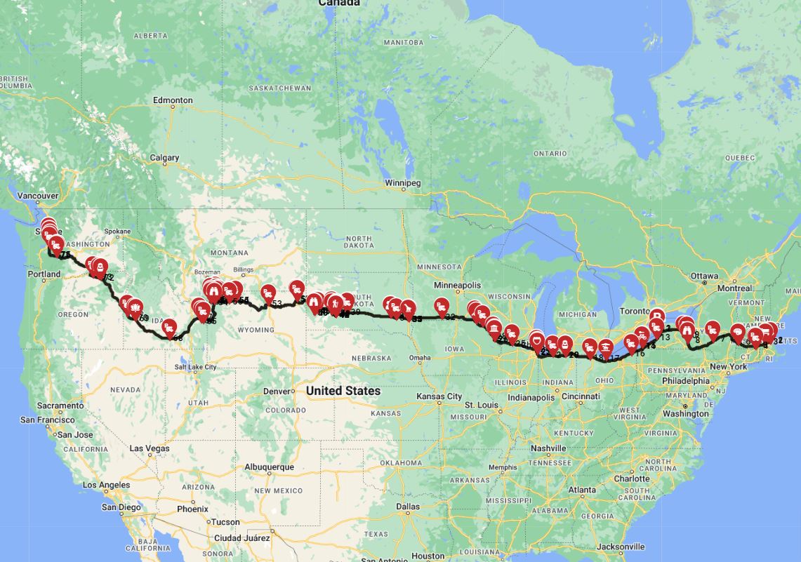 Boston to Seattle motorhome route planner RV trip